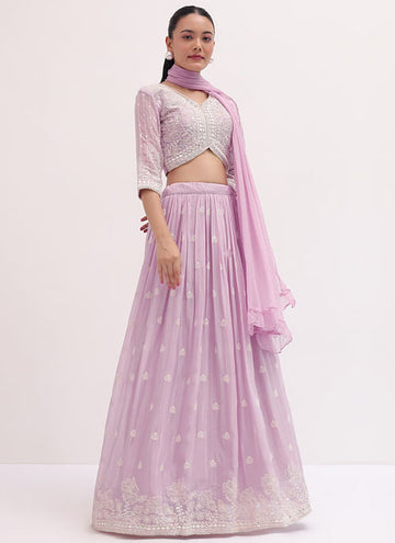 Party wear Soft Pink Designer lehenga with thread and sequin work